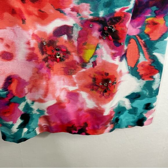 Eliza J Floral Watercolor Jewels Sheath Dress Size 8 or Medium - Picture 10 of 16